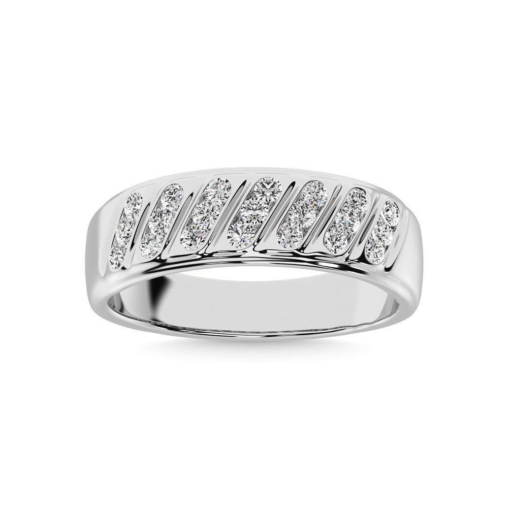 14K White Gold 1/2 Ct.Tw. Diamond Mens Band