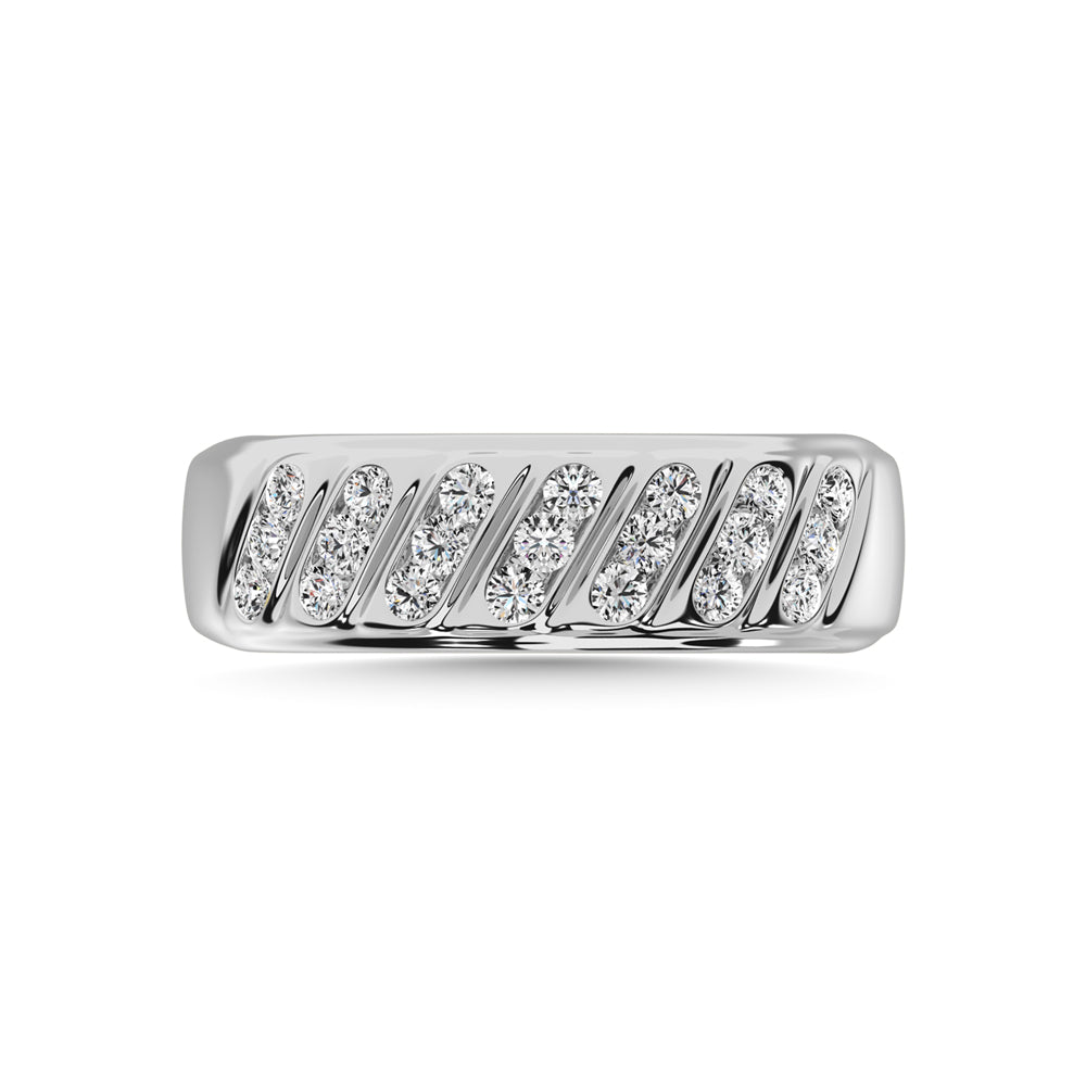 14K White Gold 1/2 Ct.Tw. Diamond Mens Band