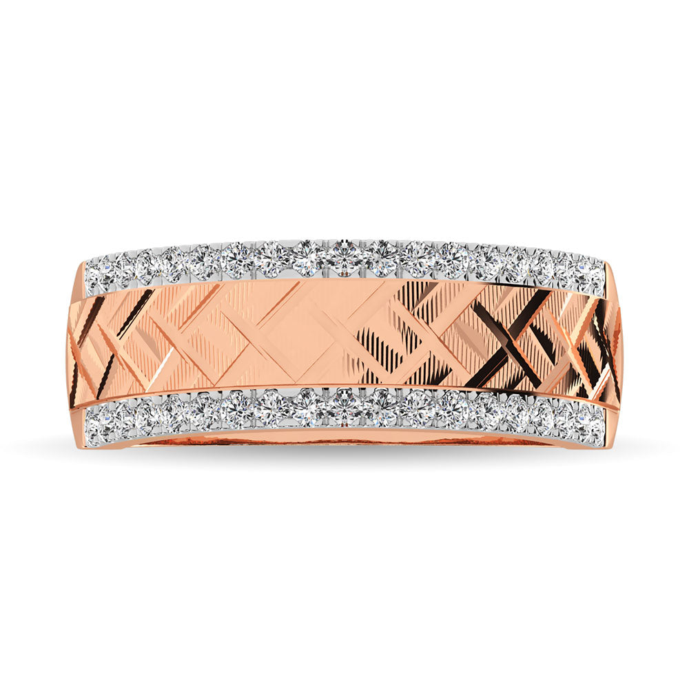 14K White Gold 1/2 Ct.Tw. Diamond Machine Mens Band