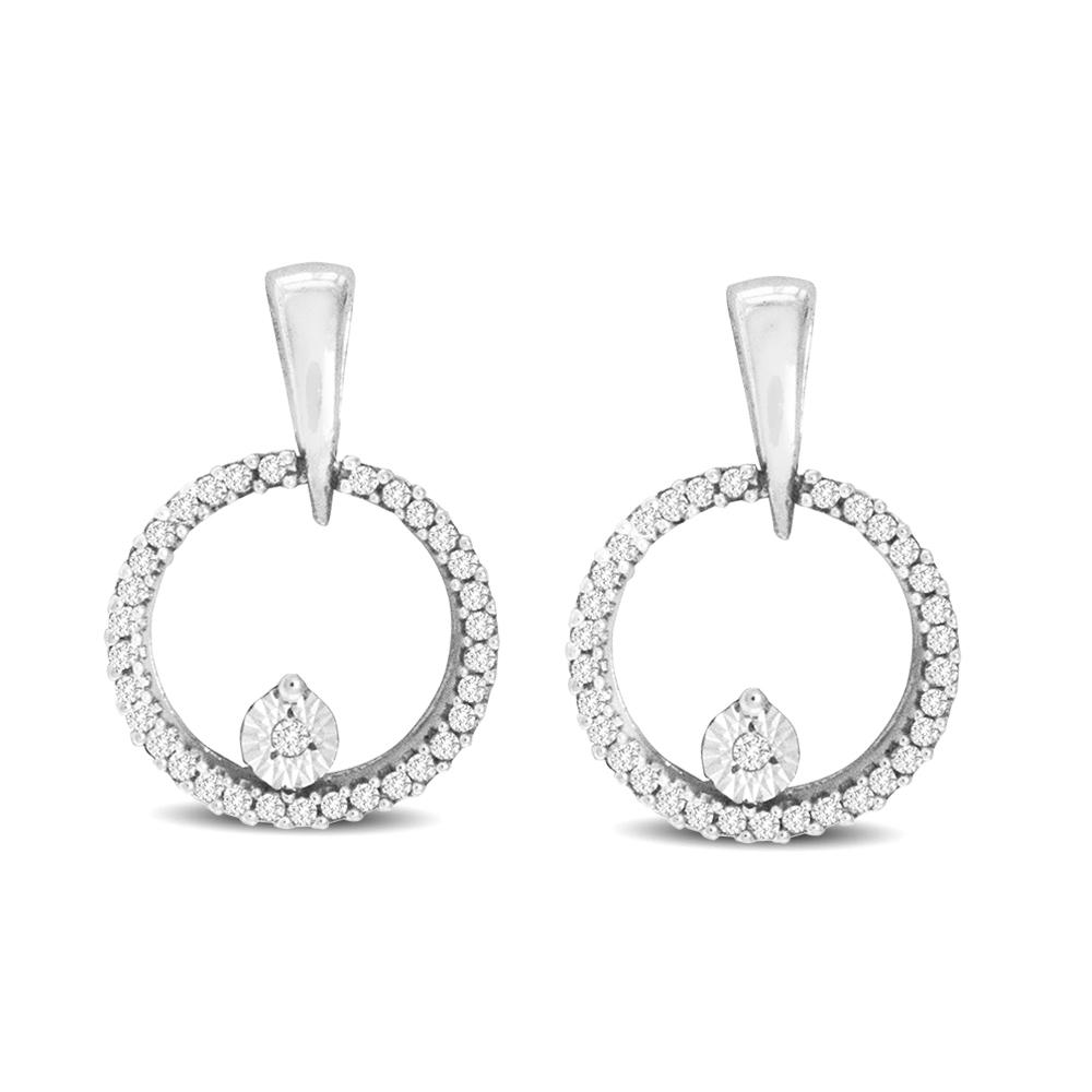 10K White Gold 1/10 Ct.Tw. Diamond Circle Earrings  Picasso Gold & Diamond Jewelry