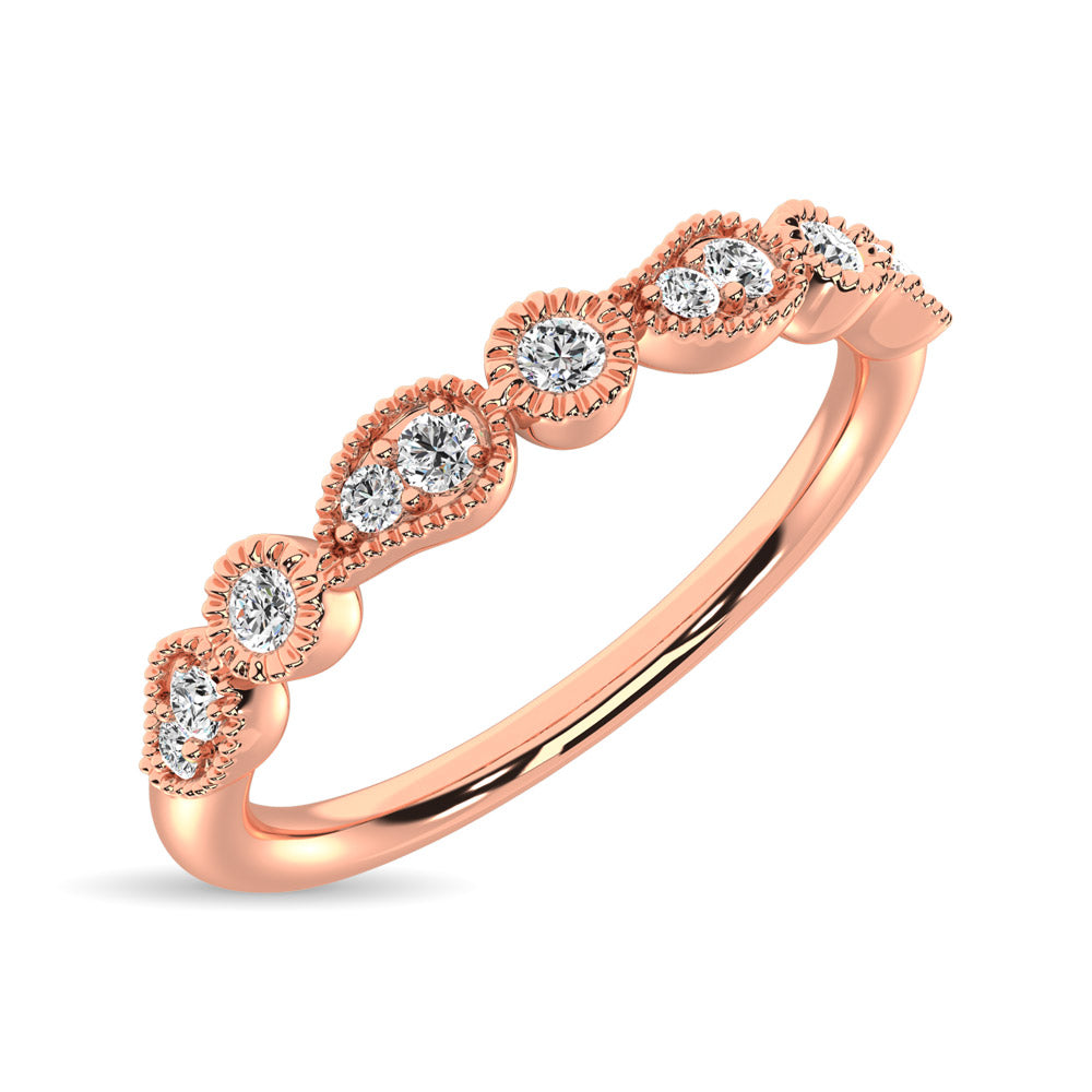 14K Rose Gold 1/10 ct. tw. Diamond Stackable Band, side profile view showing the band