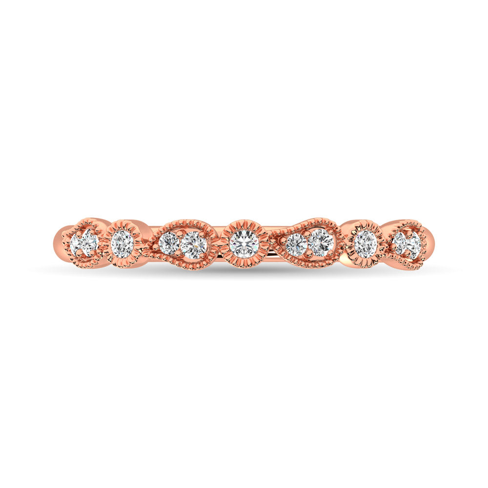 14K Rose Gold 1/10 ct. tw. Diamond Stackable Band, top view of the diamonds
