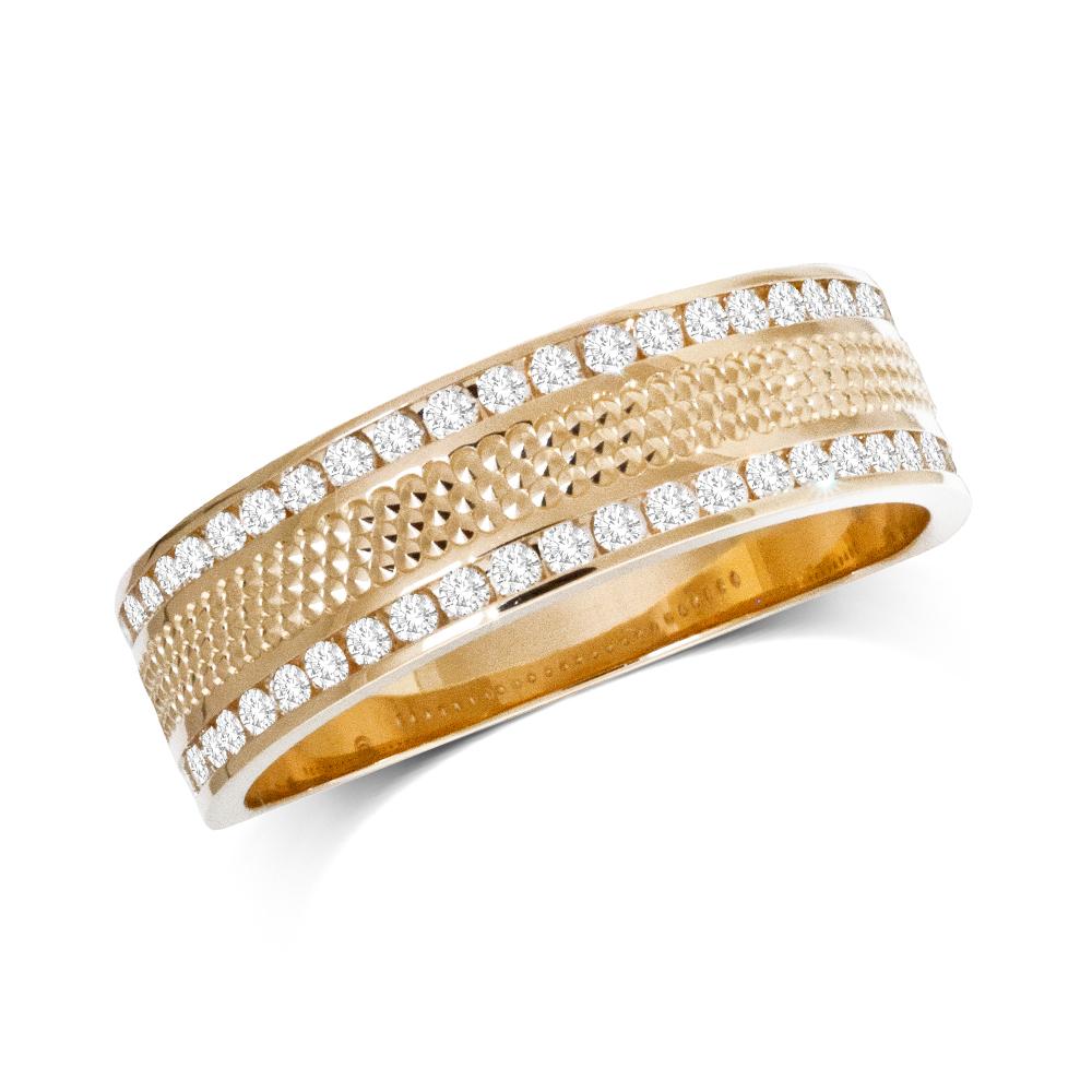 14K Yellow Gold 1/2 Ct.Tw. Diamond Machine Mens Band