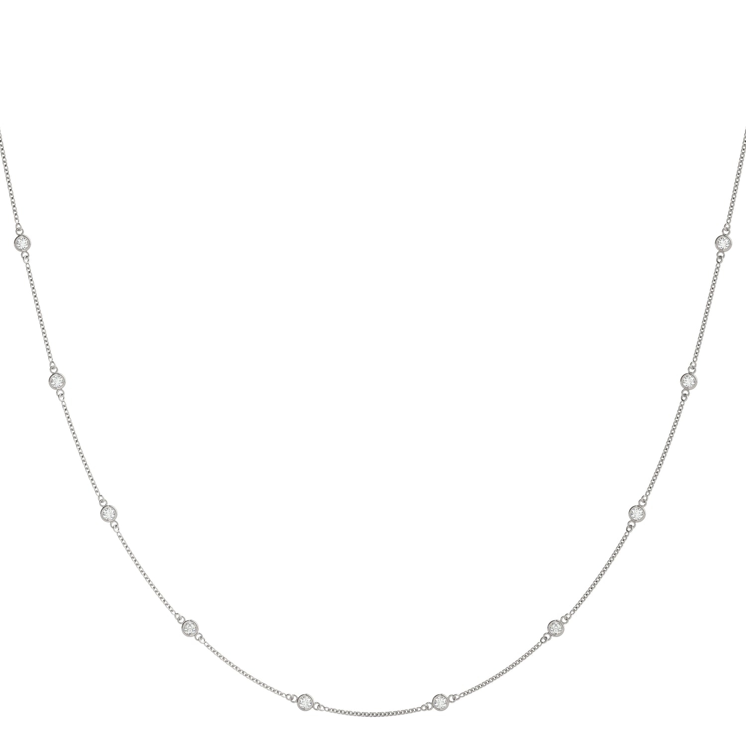 3/4 ct tw Lab Grown Diamond Station Necklace in 14K White Gold
