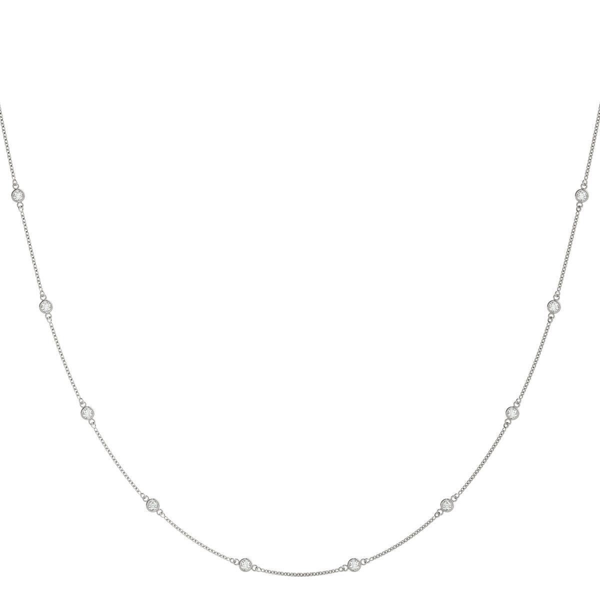 1 1/2 ct tw Lab Grown Diamond Station Necklace in 14K White Gold