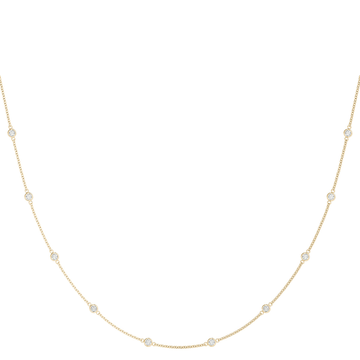 3/4 ct tw Lab Grown Diamond Station Necklace in 14K Two-Tone Gold