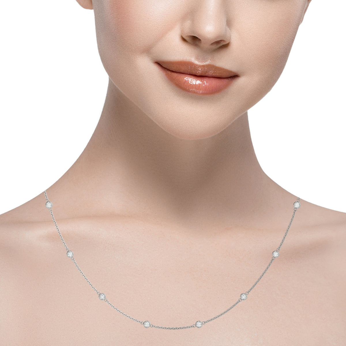 1 ct tw Lab Grown Diamond Necklace in 14K White Gold