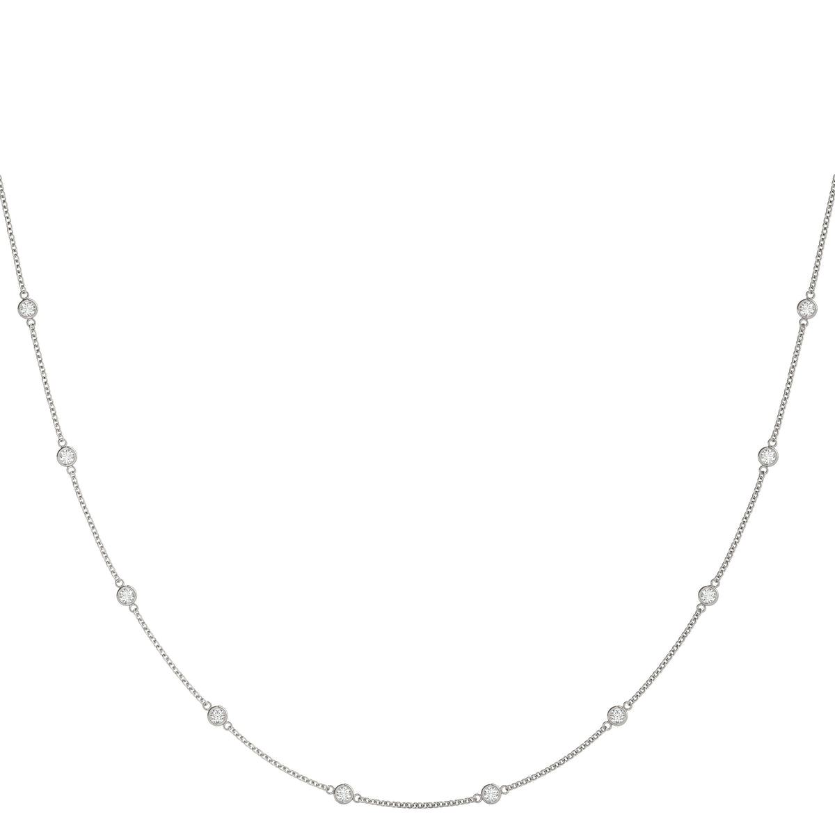 1 1/2 ct tw Lab Grown Diamond Station Necklace in 14K White Gold
