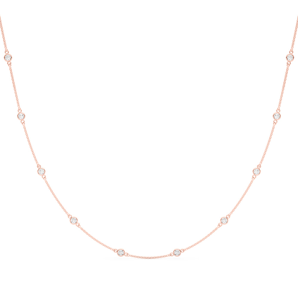 1 ct tw Lab Grown Diamond Station Necklace in 14K White Gold