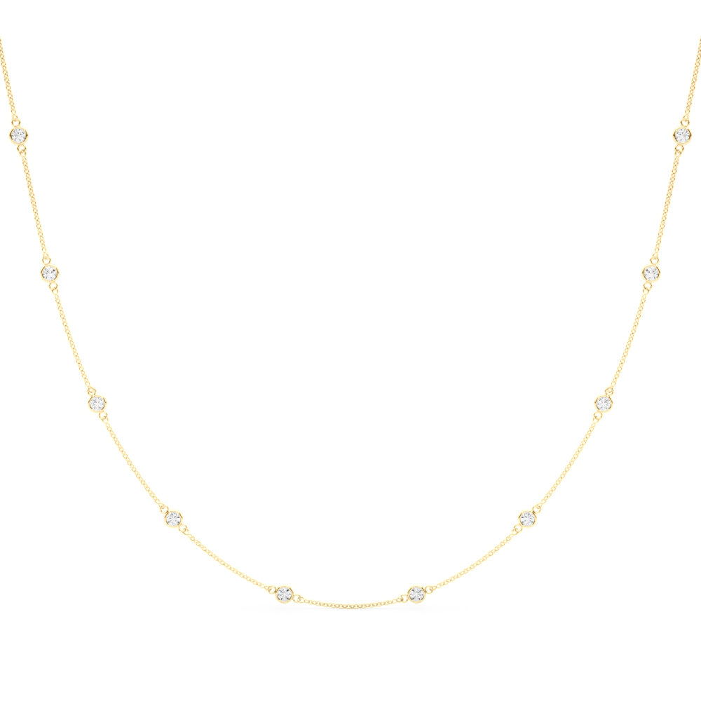 1 ct tw Lab Grown Diamond Station Necklace in 14K White Gold