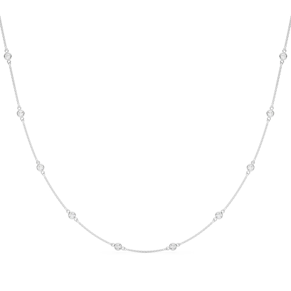 1 ct tw Lab Grown Diamond Station Necklace in 14K White Gold