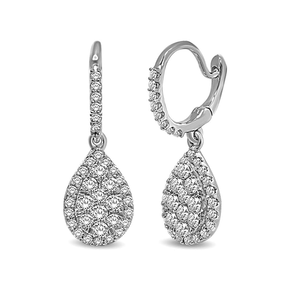 14K White Gold 1 Ct.tw Diamond Drop Earrings  Picasso Gold & Diamond Jewelry