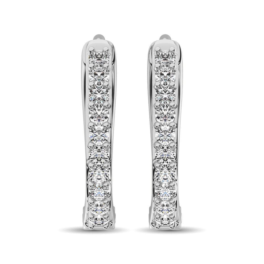 Earrings Diamond 3/8 Ct.Tw. Hoop Earrings in 10K White Gold Diamond 3/8 Ct.Tw. Hoop Earrings in 10K White Gold 60313W-10KT-A3
