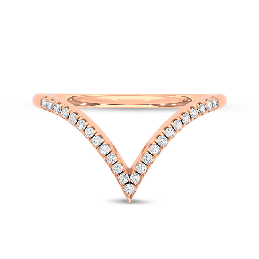 Diamond 1/8 ct. tw. Chevron Band in 10K Rose Gold, side profile view showing the band