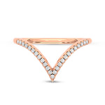 Diamond 1/8 ct. tw. Chevron Band in 10K Rose Gold, side profile view showing the band