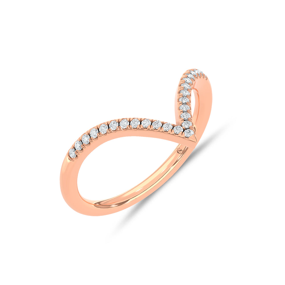 Diamond 1/8 ct. tw. Chevron Band in 10K Rose Gold, top view of the diamonds