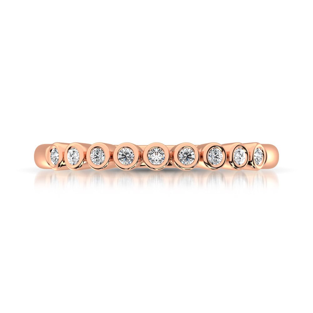 14K Rose Gold 1/10 ct. tw. Diamond Stackable Band, side profile view showing the band
