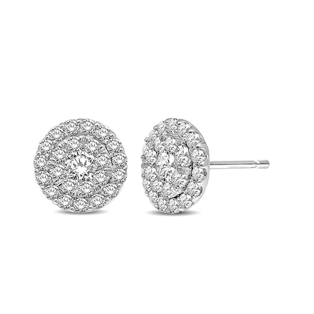 14K White Gold 3/4 Ct.tw Invisible Diamond Stud Earrings  Picasso Gold & Diamond Jewelry