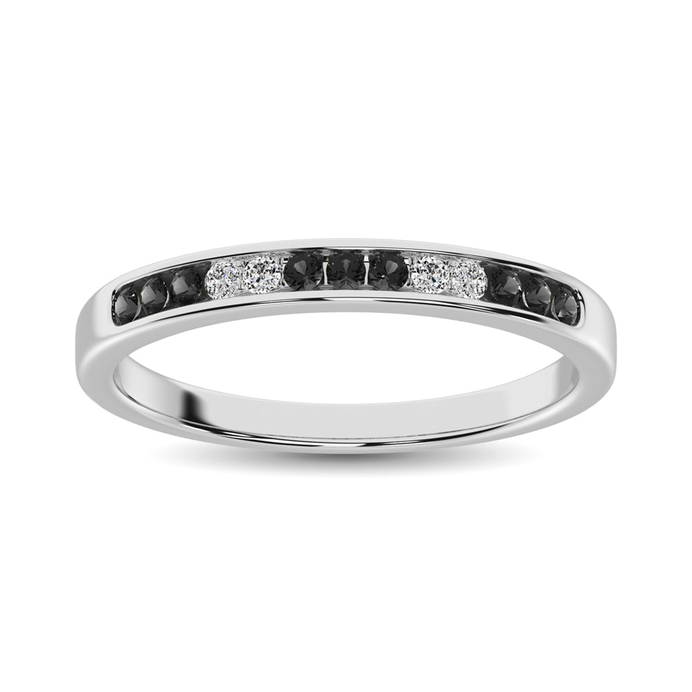 14K White Gold 1/6 Ct.tw Black & White Diamond Machine Band