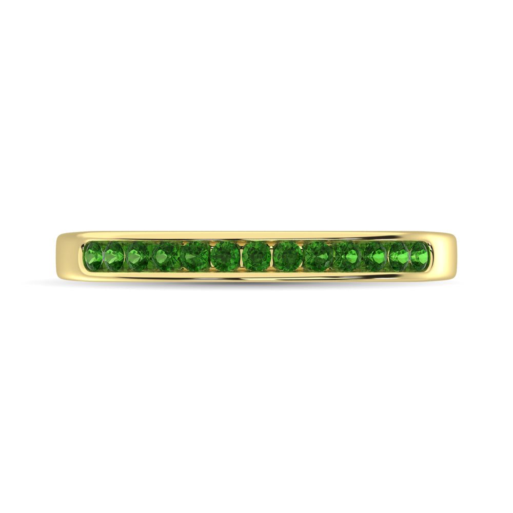 14K Yellow Gold 1/5 Ct.tw Tsavorite Machine Band