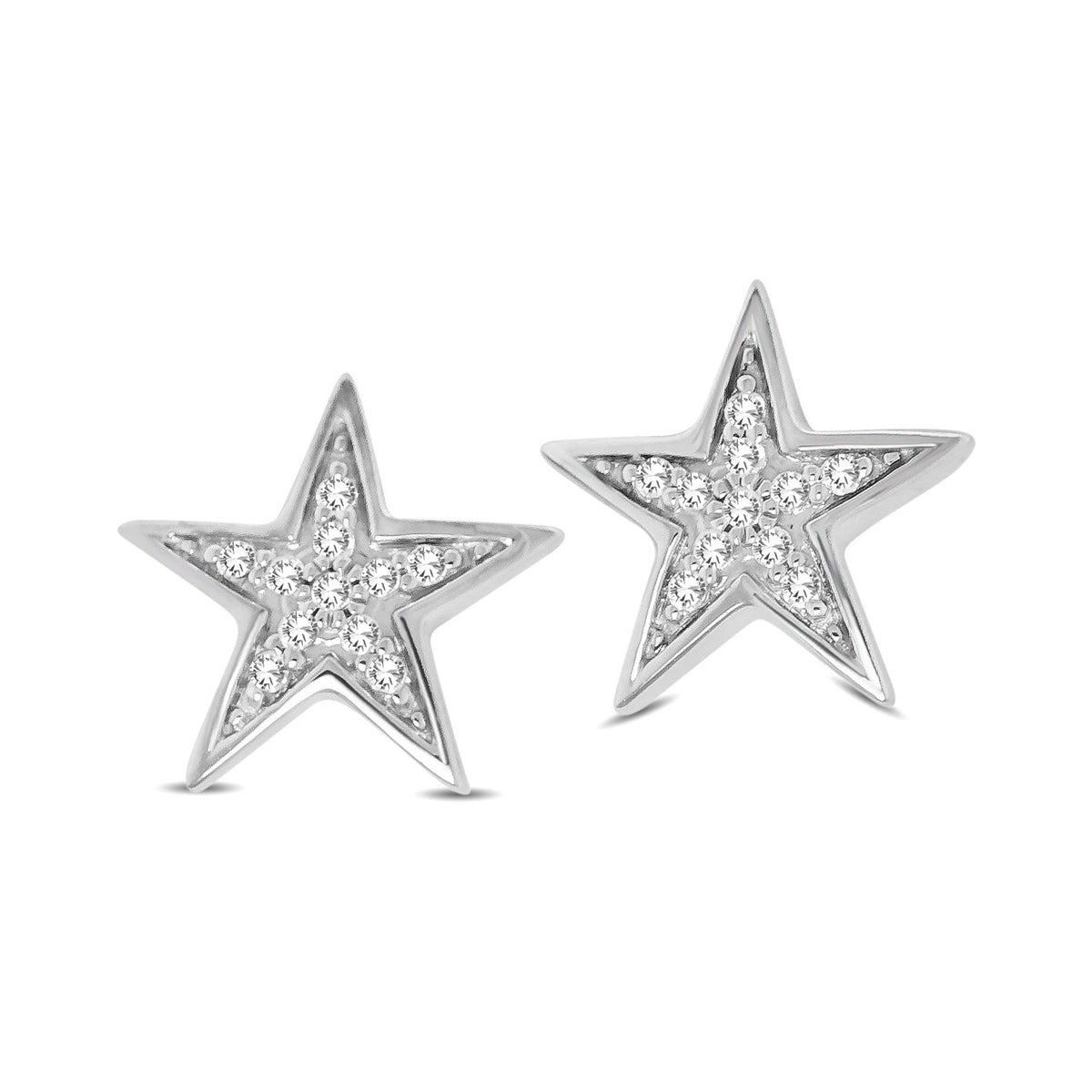 10K White Gold 1/20 Ct.tw Diamond Twinkle Star Earrings  Picasso Gold & Diamond Jewelry