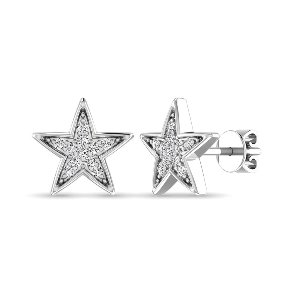 10K White Gold 1/20 Ct.tw Diamond Twinkle Star Earrings  Picasso Gold & Diamond Jewelry
