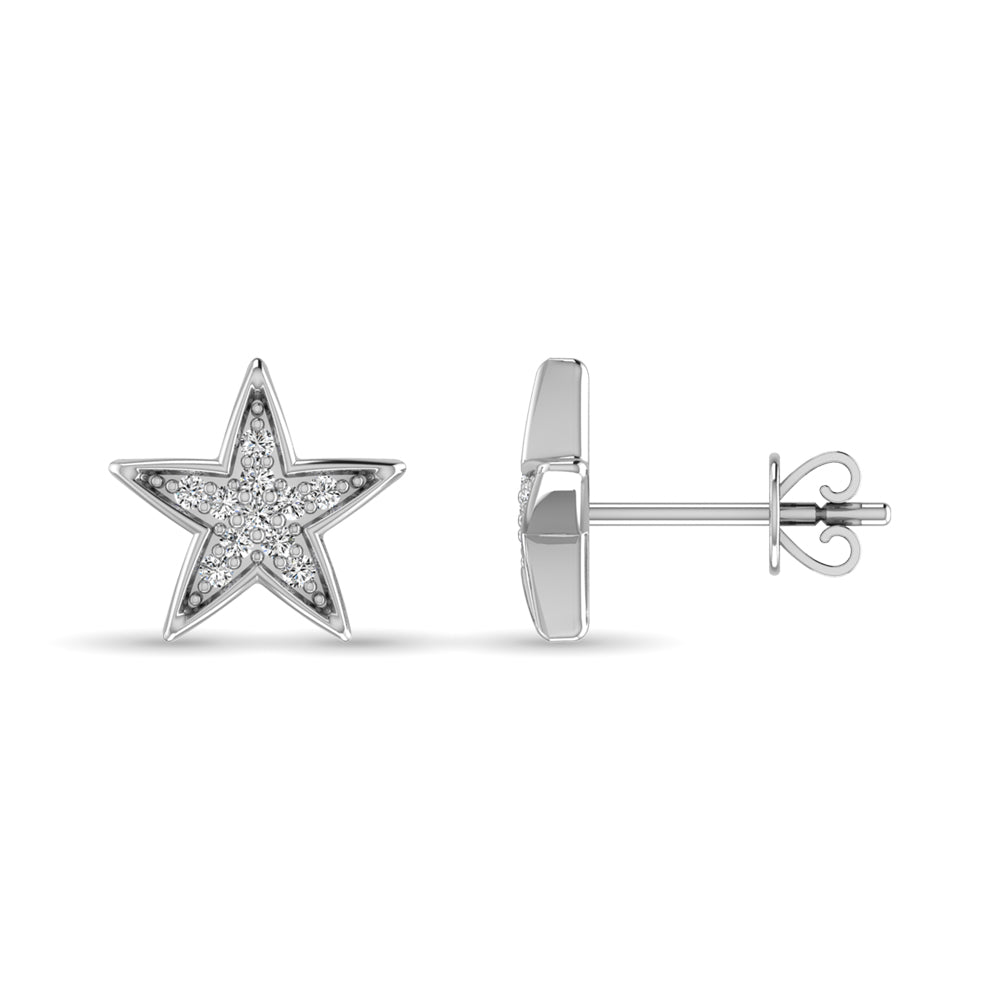 10K White Gold 1/20 Ct.tw Diamond Twinkle Star Earrings  Picasso Gold & Diamond Jewelry