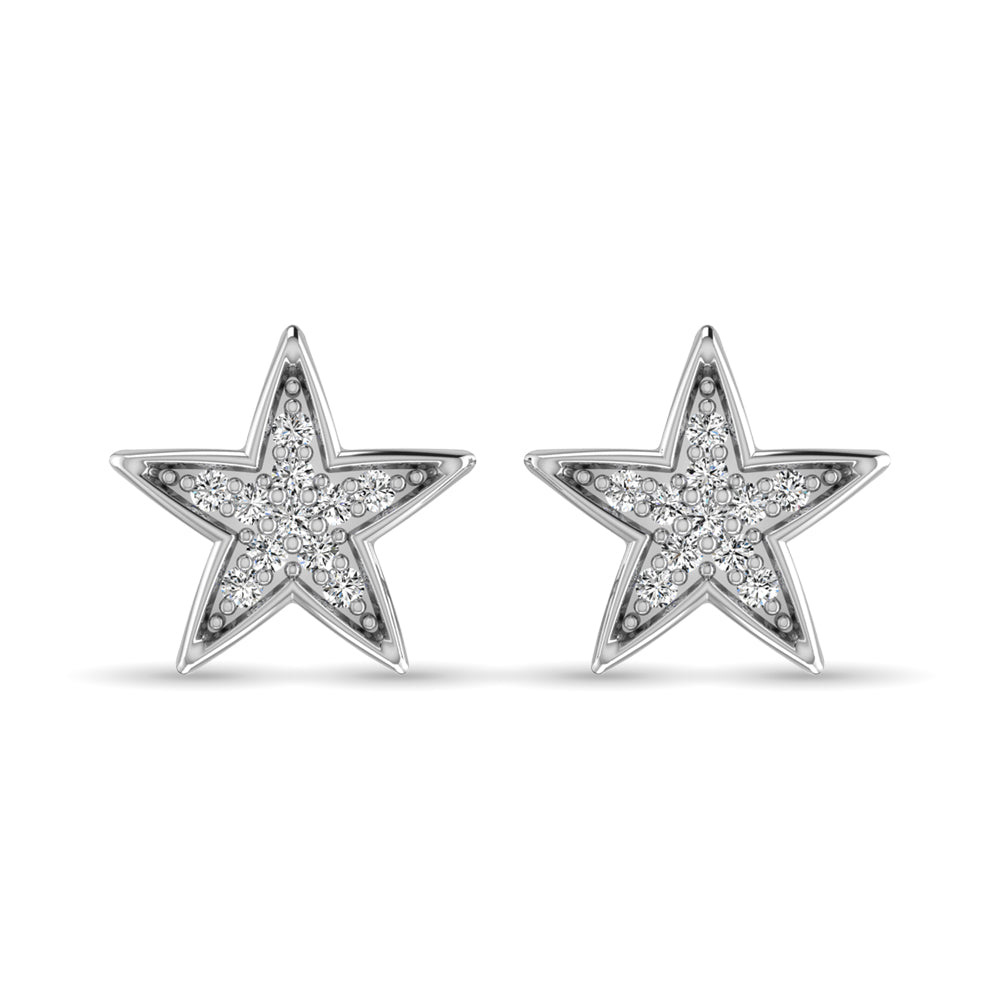 10K White Gold 1/20 Ct.tw Diamond Twinkle Star Earrings  Picasso Gold & Diamond Jewelry