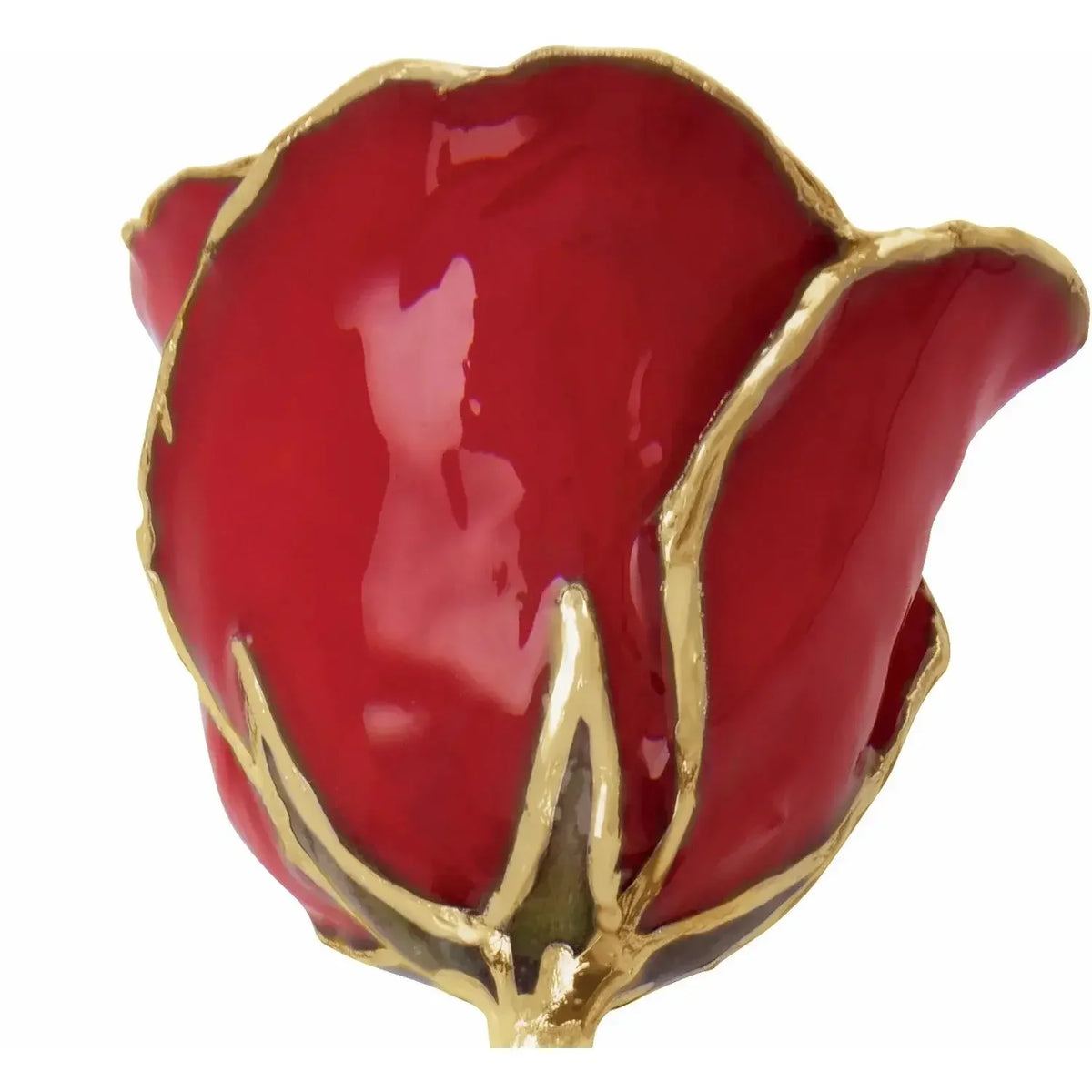 Red rose bud jewelry piece with gold accents, luxury floral gold accessory