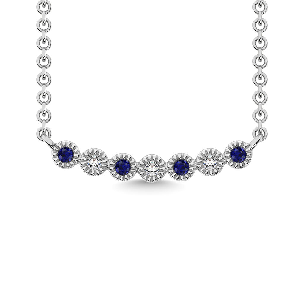 Diamond 1/10 Ct.Tw. And Blue Sapphire Necklace in 10K White Gold  Picasso Gold & Diamond Jewelry