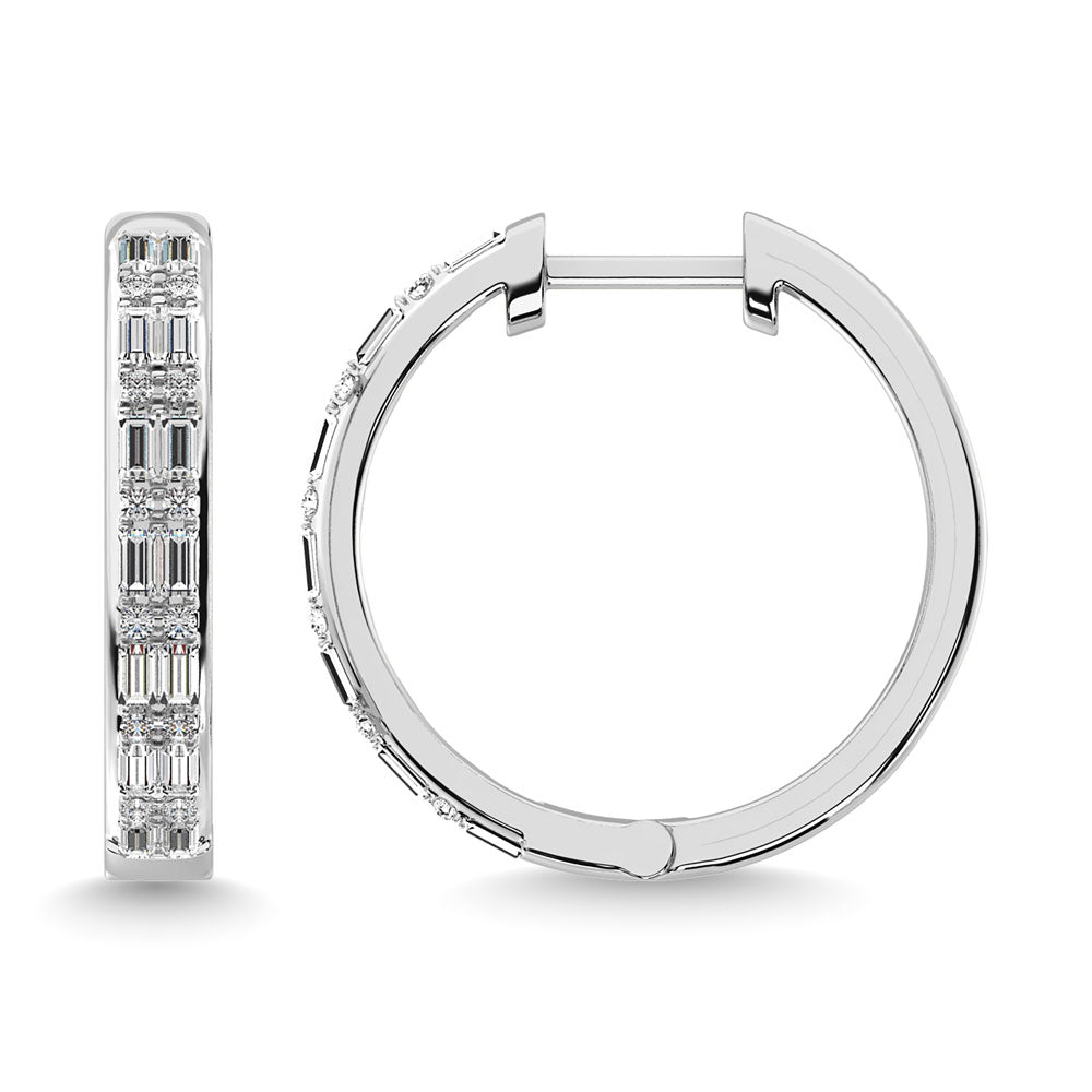 Earrings Diamond 1/3 Ct.Tw. Hoop Earrings in 10K White Gold Diamond 1/3 Ct.Tw. Hoop Earrings in 10K White Gold 61040W