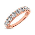 14K Rose Gold Diamond 3/4 ct. tw. 9 Stone Anniversary Band, side profile view showing the band