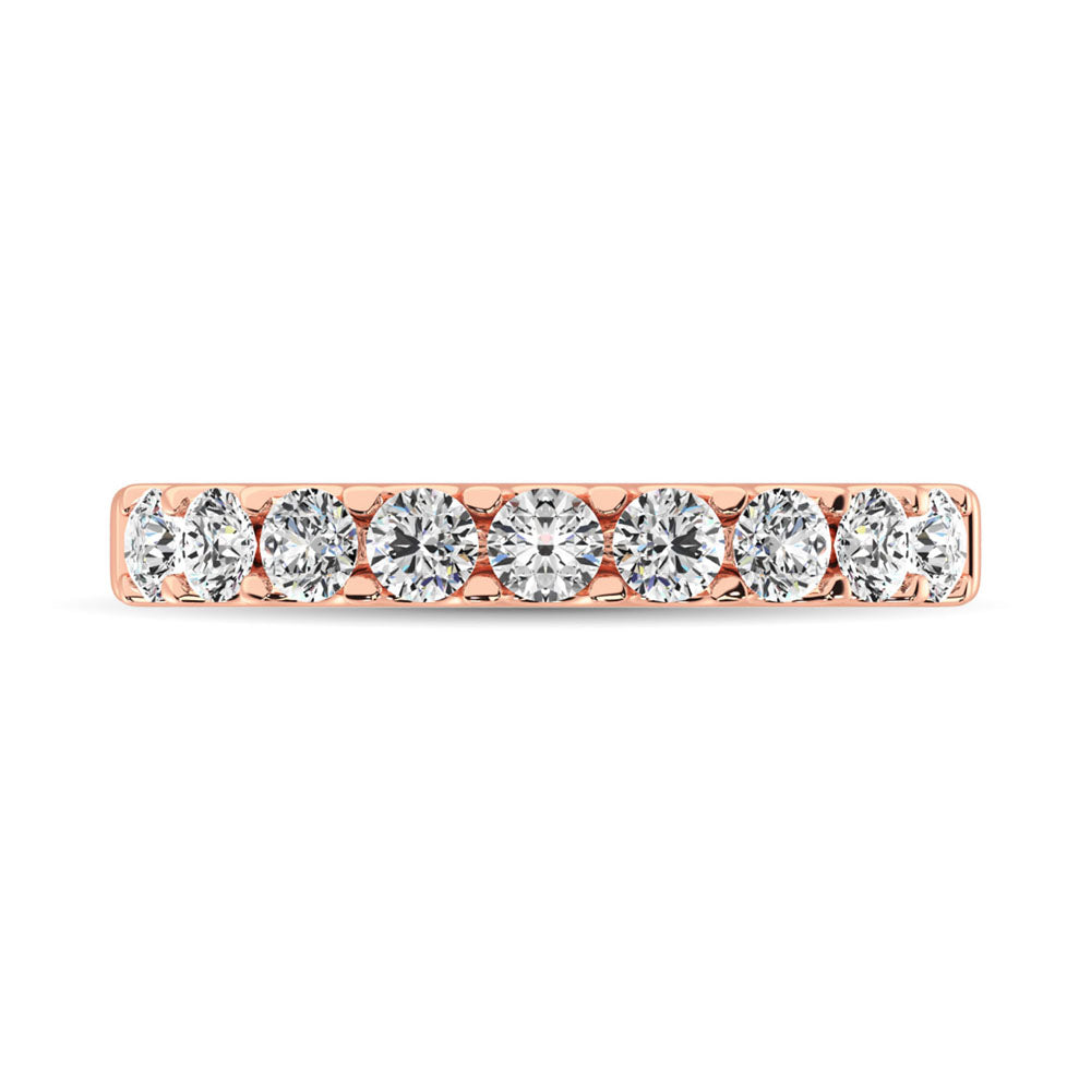 14K Rose Gold Diamond 3/4 ct. tw. 9 Stone Anniversary Band, top view of the diamonds