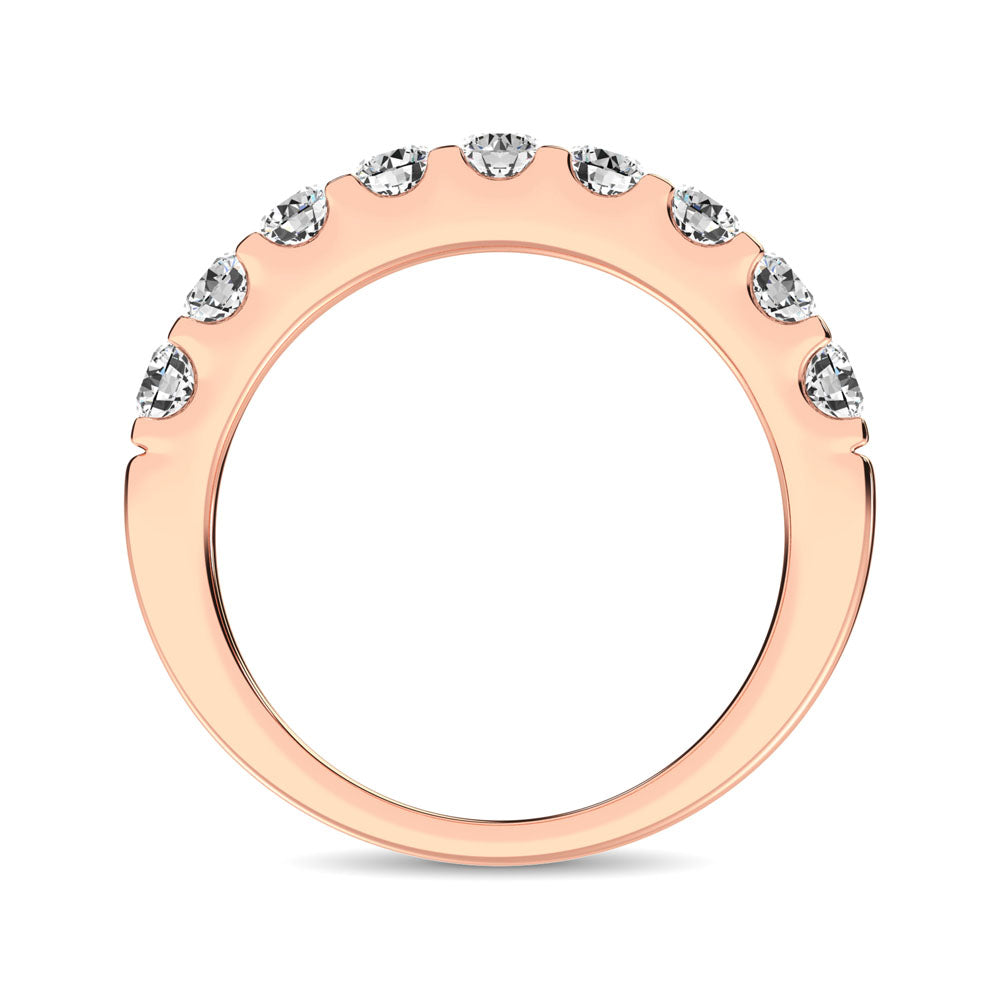 14K Rose Gold Diamond 3/4 ct. tw. 9 Stone Anniversary Band, close-up of the diamond setting
