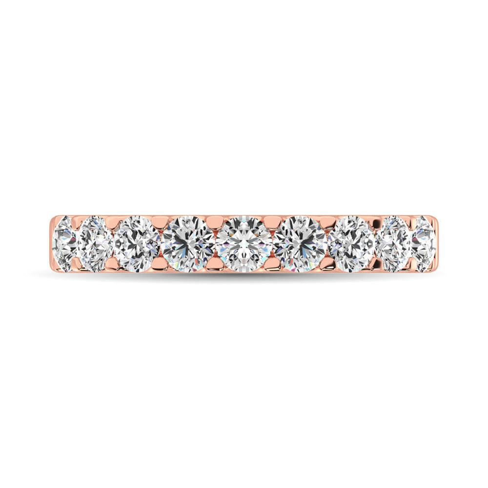 14K Rose Gold Diamond 1 ct. tw. 9 Stone Anniversary Band, top view of the diamonds