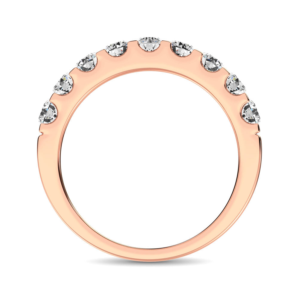 14K Rose Gold Diamond 1 ct. tw. 9 Stone Anniversary Band, close-up of the diamond setting