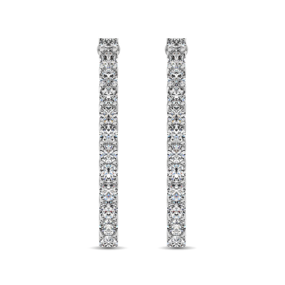 14K White Gold Diamond 1 1/2 Ct.Tw. In and Out Hoop Earrings  Picasso Gold & Diamond Jewelry