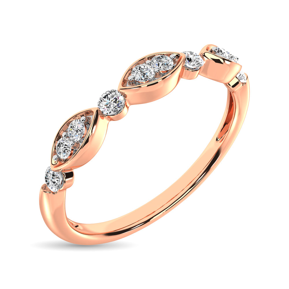 Diamond 1/5 ct. tw. Stack Band in 10K Rose Gold, side profile view showing the band