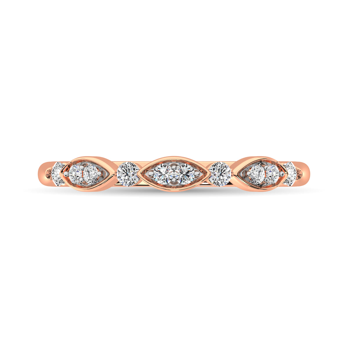 Diamond 1/5 ct. tw. Stack Band in 10K Rose Gold, top view of the diamonds