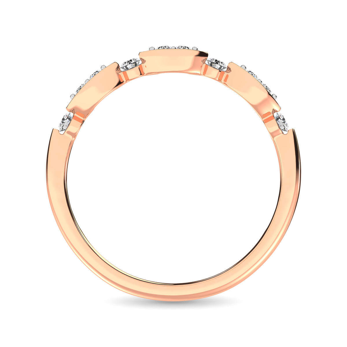 Diamond 1/5 ct. tw. Stack Band in 10K Rose Gold, close-up of the diamond setting