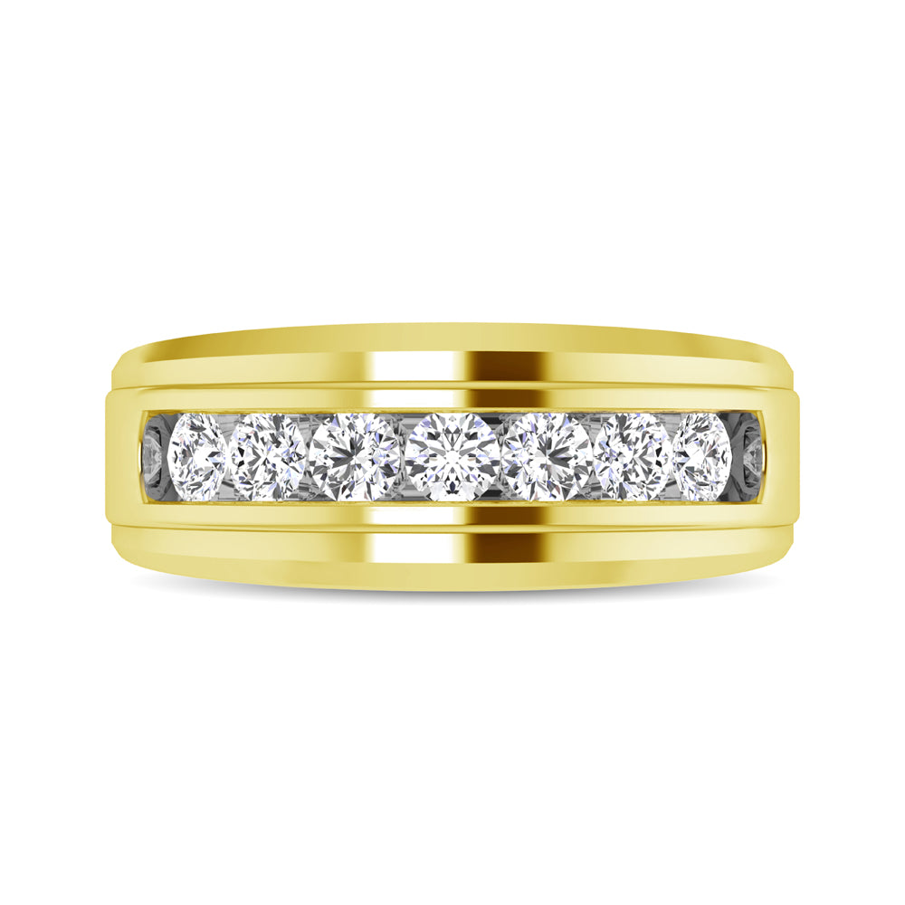 14K Yellow Gold 1 Ct.tw Round Cut Diamond Mens Wedding Band