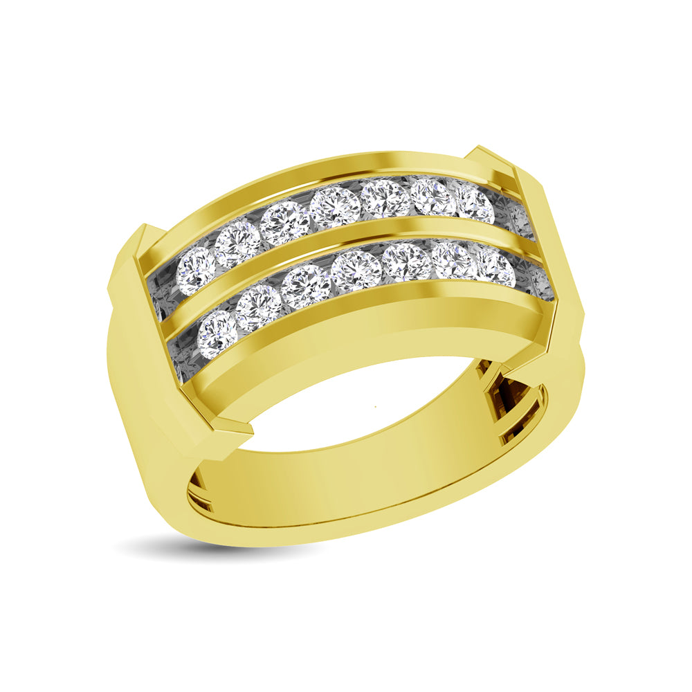 10K Yellow Gold 1/5 Ct.tw Round Cut Diamond Mens Wedding Band