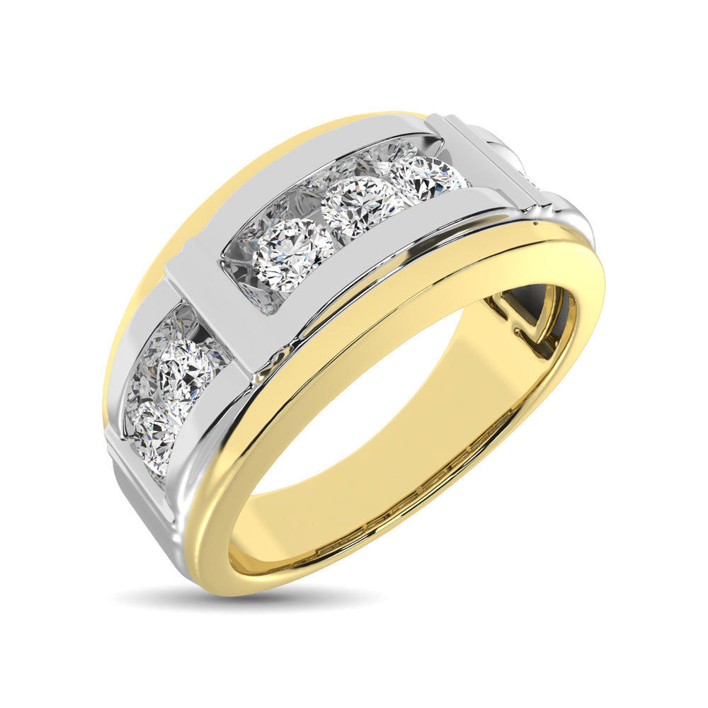 10K Two Tone Gold Diamond 1/2 Ct.tw 7 Stone Mens Band