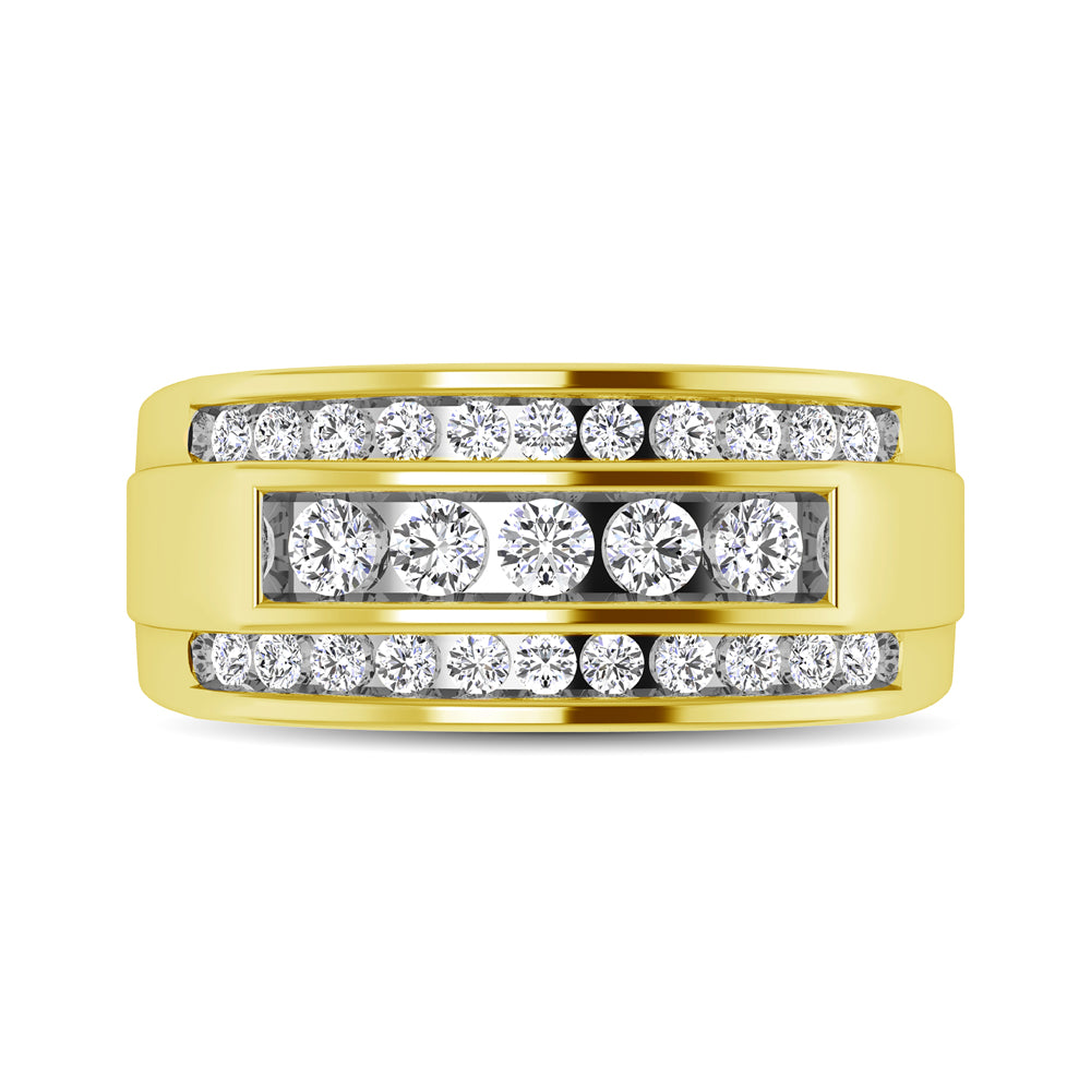 10K Yellow Gold 1 Ct.tw Round Cut Diamond Mens Wedding Band