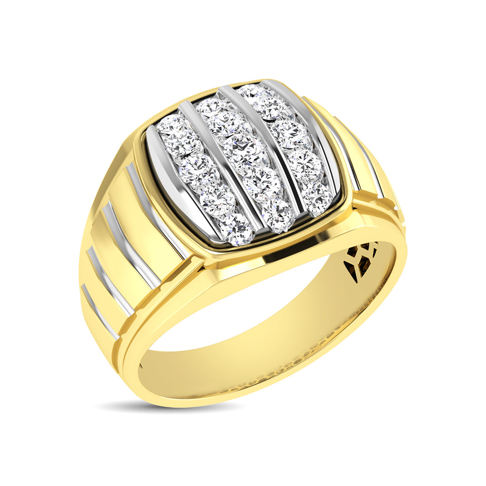 10K Yellow Gold 1 Ct.Tw. Diamond Vertical Stripe Mens Fashion Ring
