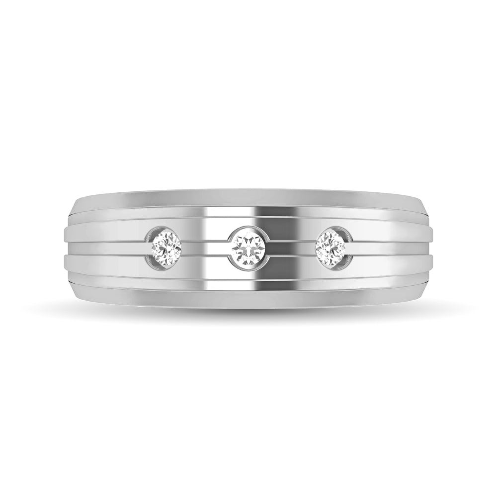 14K White Gold 1/10 Ct.tw Round Cut Diamond Mens Band