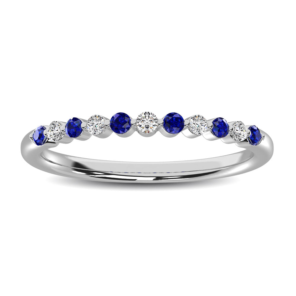 14K White Gold Alternate Diamond 1/4 ct. tw. and Blue Sapphire Ring | Picasso Gold & Diamond