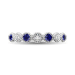 Diamond 1/5 ct. tw. and Blue Sapphire Stack Band in 14K White Gold, side profile view showing the band