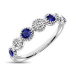 Diamond 1/5 ct. tw. and Blue Sapphire Stack Band in 14K White Gold, top view of the diamonds