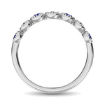 Diamond 1/5 ct. tw. and Blue Sapphire Stack Band in 14K White Gold, close-up of the diamond setting